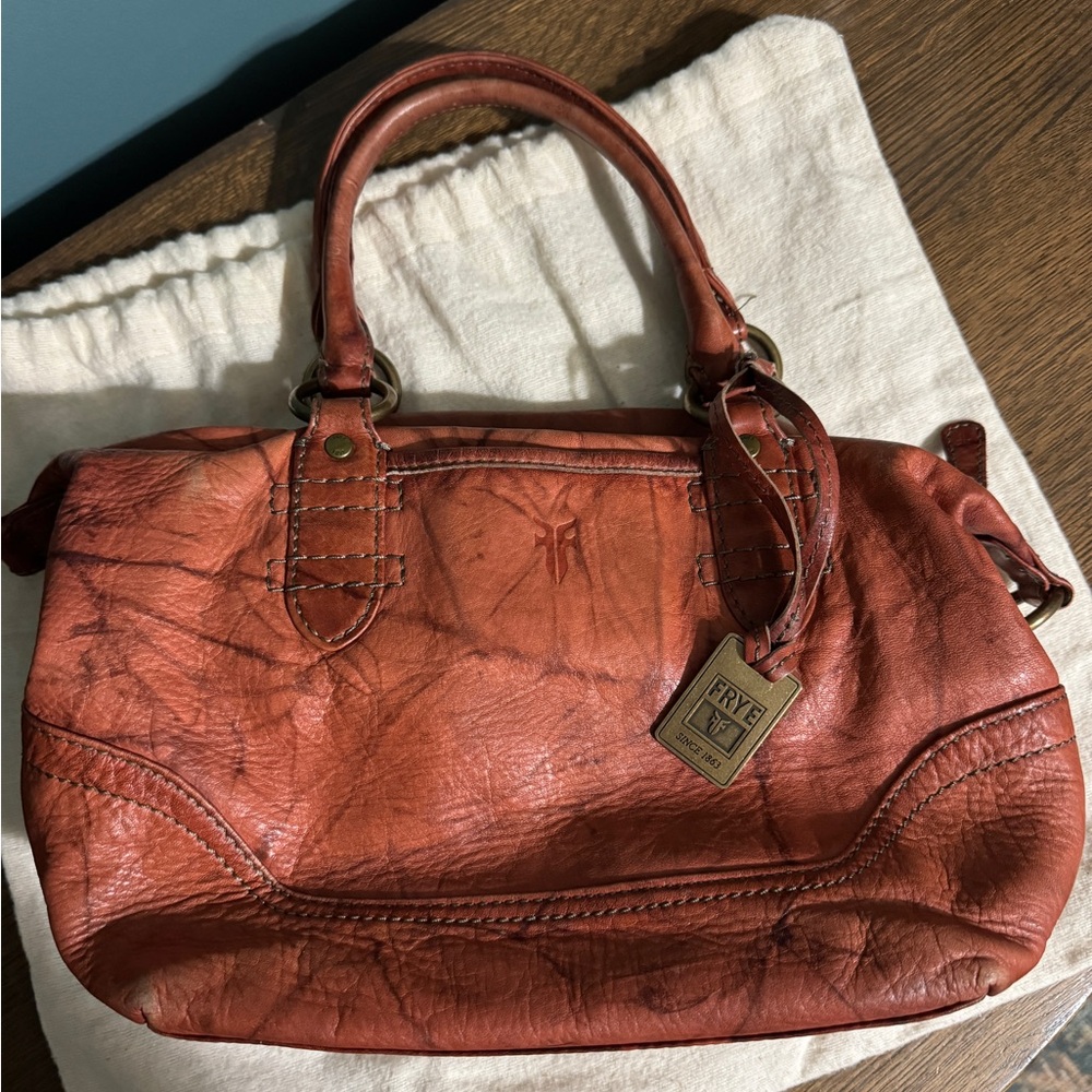 Frye “Campus Speedy” Genuine Leather Satchel Bag Red